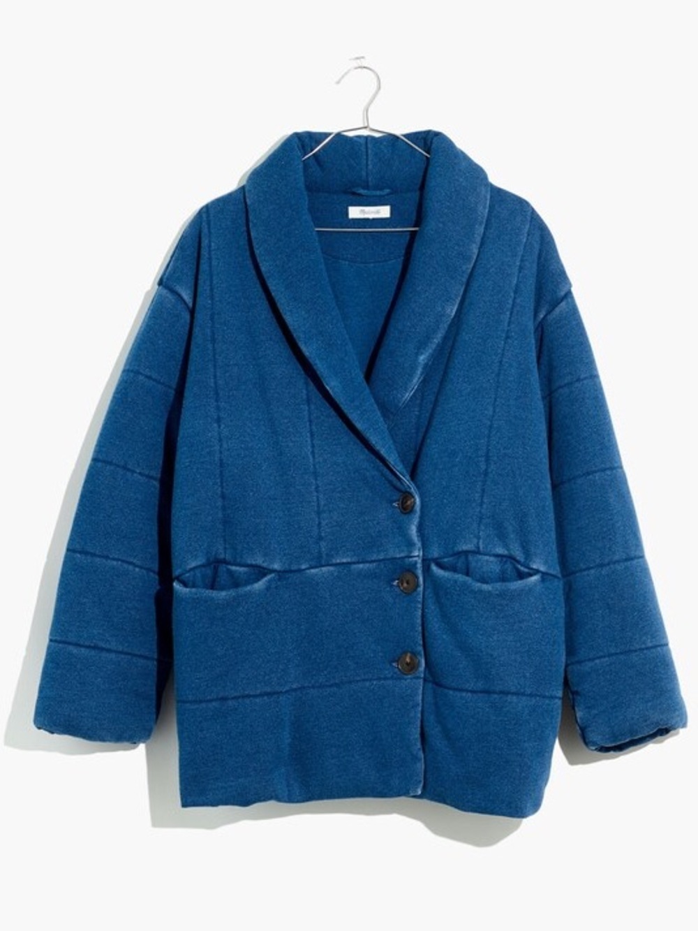 Madewell Deep Blue Shawl-Collar Puffer Jacket